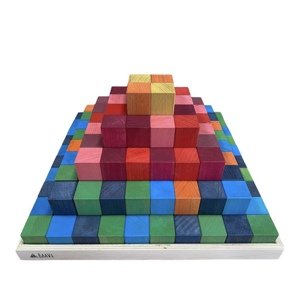 BaaVi Stavebnice dřevěné kostky pyramida Barva: mix barev
